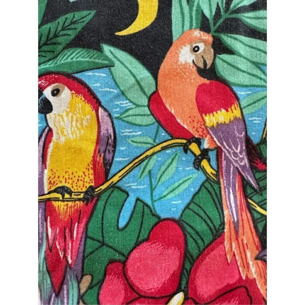 90s vintage Rainforest exotic bird shower curtain cotton jungle animal toucan